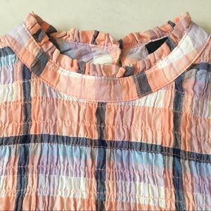 MAX Jeans smocked plaid top